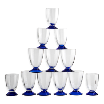 Set of 12 two-tone art deco glasses