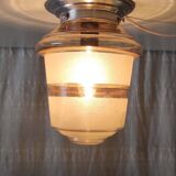 Smoked/sandblasted glass ceiling light - mid 20th century
