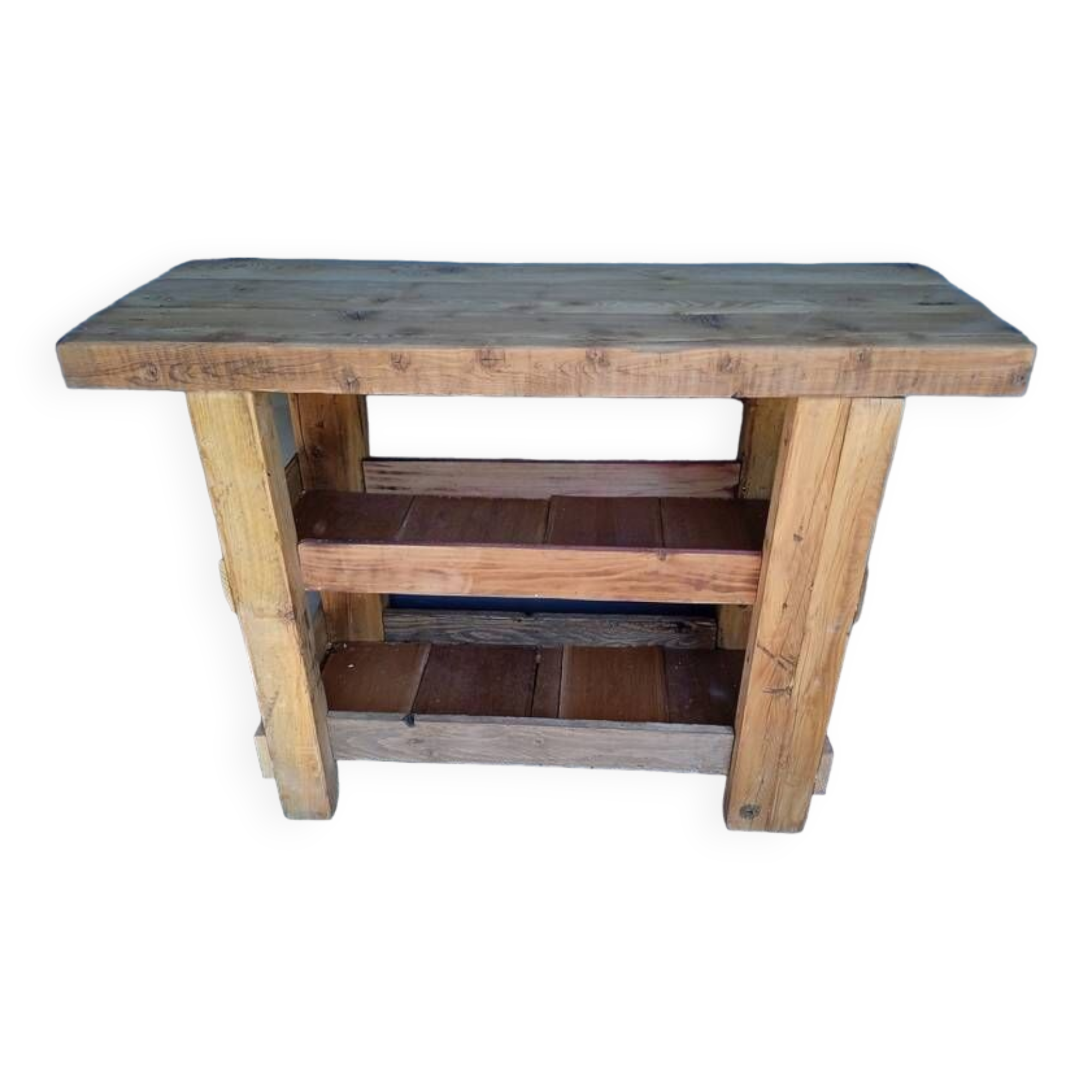 Old solid wood workbench furniture