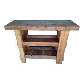 Old solid wood workbench furniture