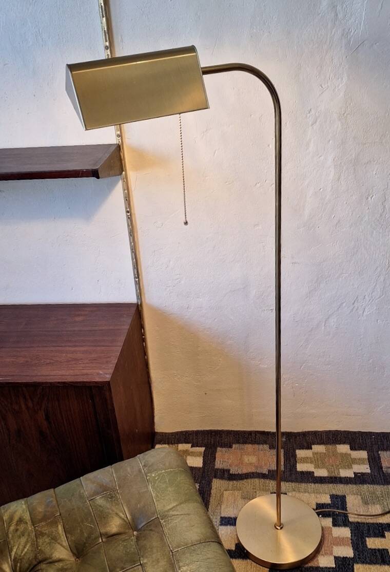 Mid century brass banker's adjustable floor lamp, 1970s