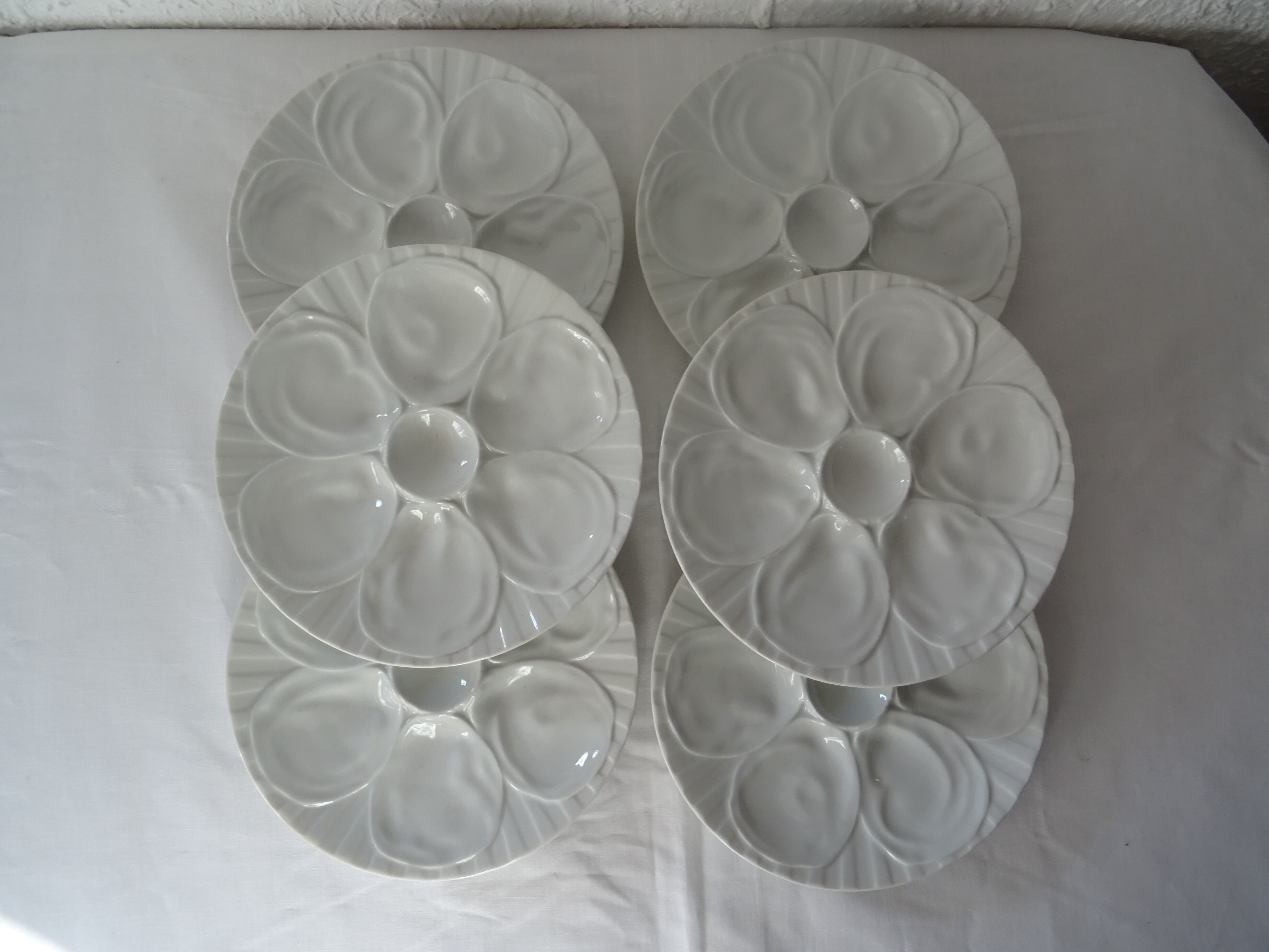 6 white oyster plates 470112 Charles Pillivuyt antique porcelain