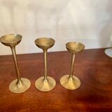 Suite de 3 bougeoirs en laiton vintage