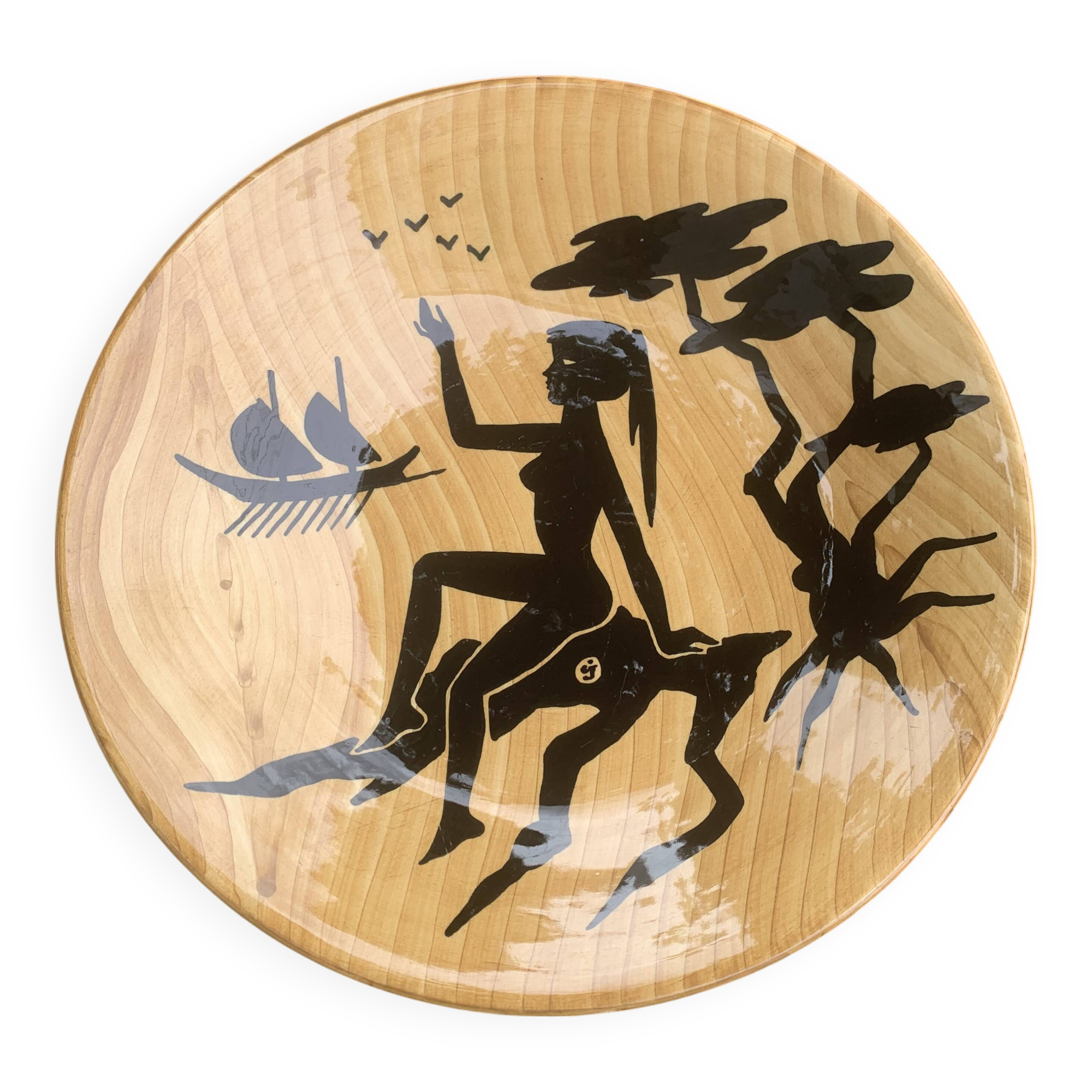 Enamelled ceramic fruit bowl, Grandjean-Jourdan Vallauris, vintage