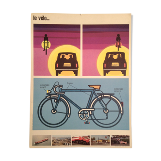 Poster school road safety 1970 biking