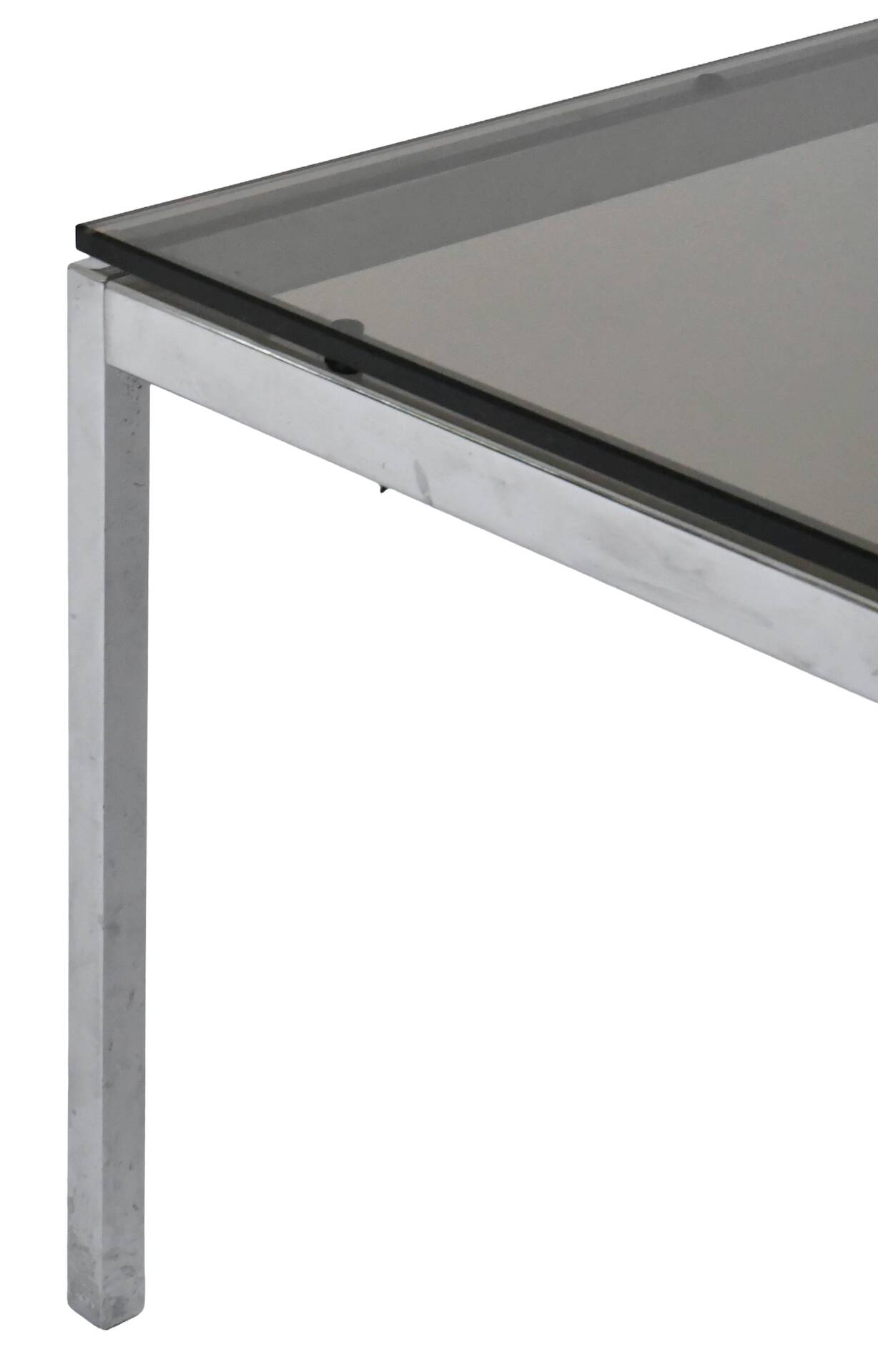Coffee table in chrome steel and glass by Florence Knoll