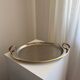 Vintage Stainless Steel Serving Tray With Gold Plated Handles