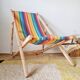 Long chair - Vintage deck chair with striped fabric