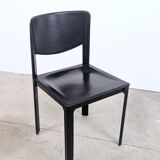 Pair of Matteo Grassi chairs in black saddle leather, 1980s.