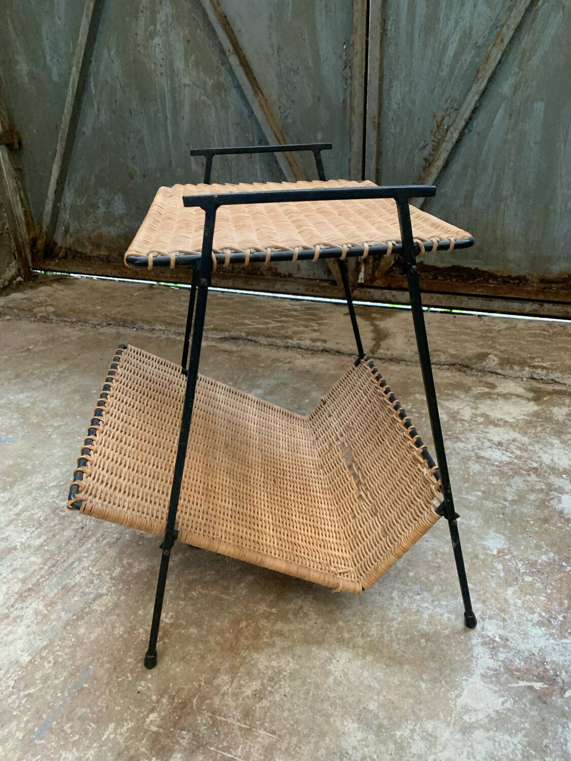 Pair of Raoul Guys Wicker Magazine Racks Circa 195