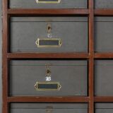 Industrial filing cabinet in wood with 30 original cardboard storage boxes, Belgium, 1920s
