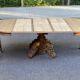 Round extendable dining table Napoleon III renovated in 19th-century oak.