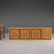 Four-door buffet in rattan and wood, France, 1960s