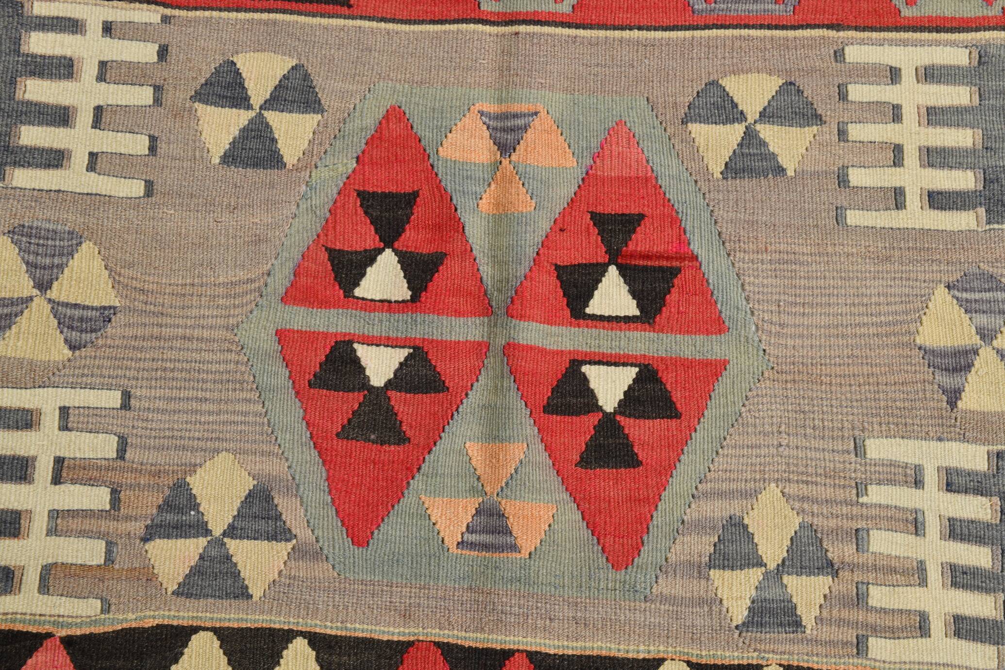 6x8 Kilim Multicolor Geometric Style Kilim Rug, 168x235 Cm