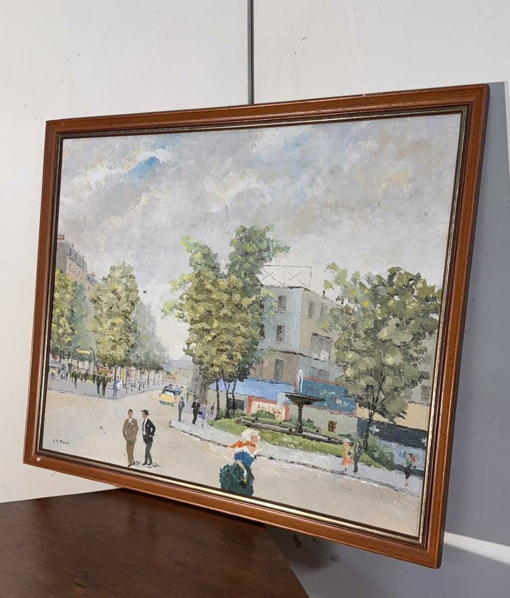 JC Perot: Large oil on canvas "Place Pigalle"