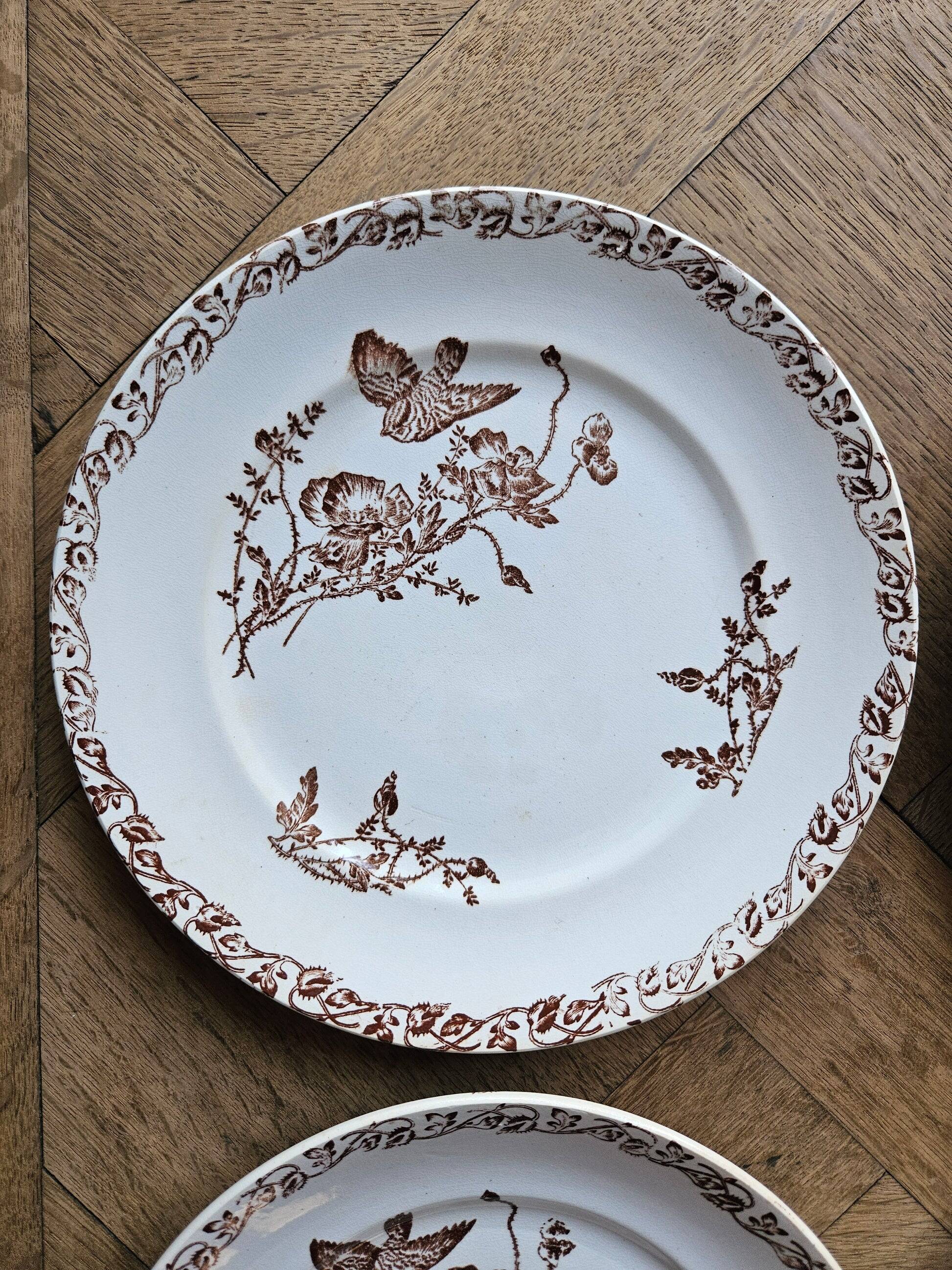 Ironstone dessert plates, poppies