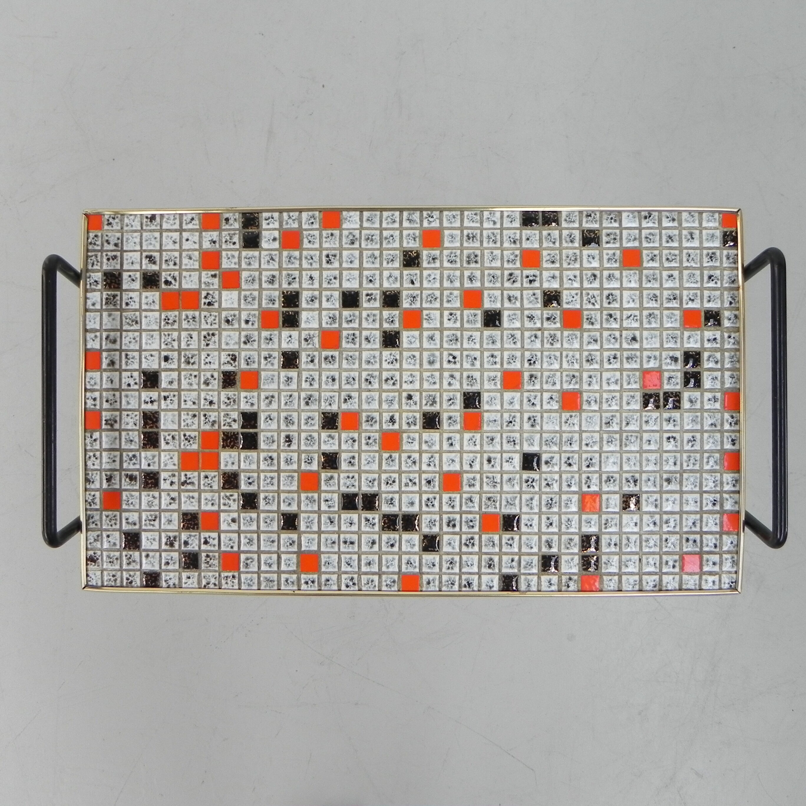 Vintage tile table with newspaper tray