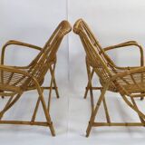 Pair of vintage bamboo armchairs, Bonacina style