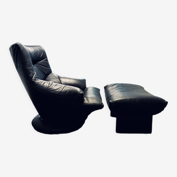 Ligne roset - fauteuil chauffeuse et son ottoman 70's