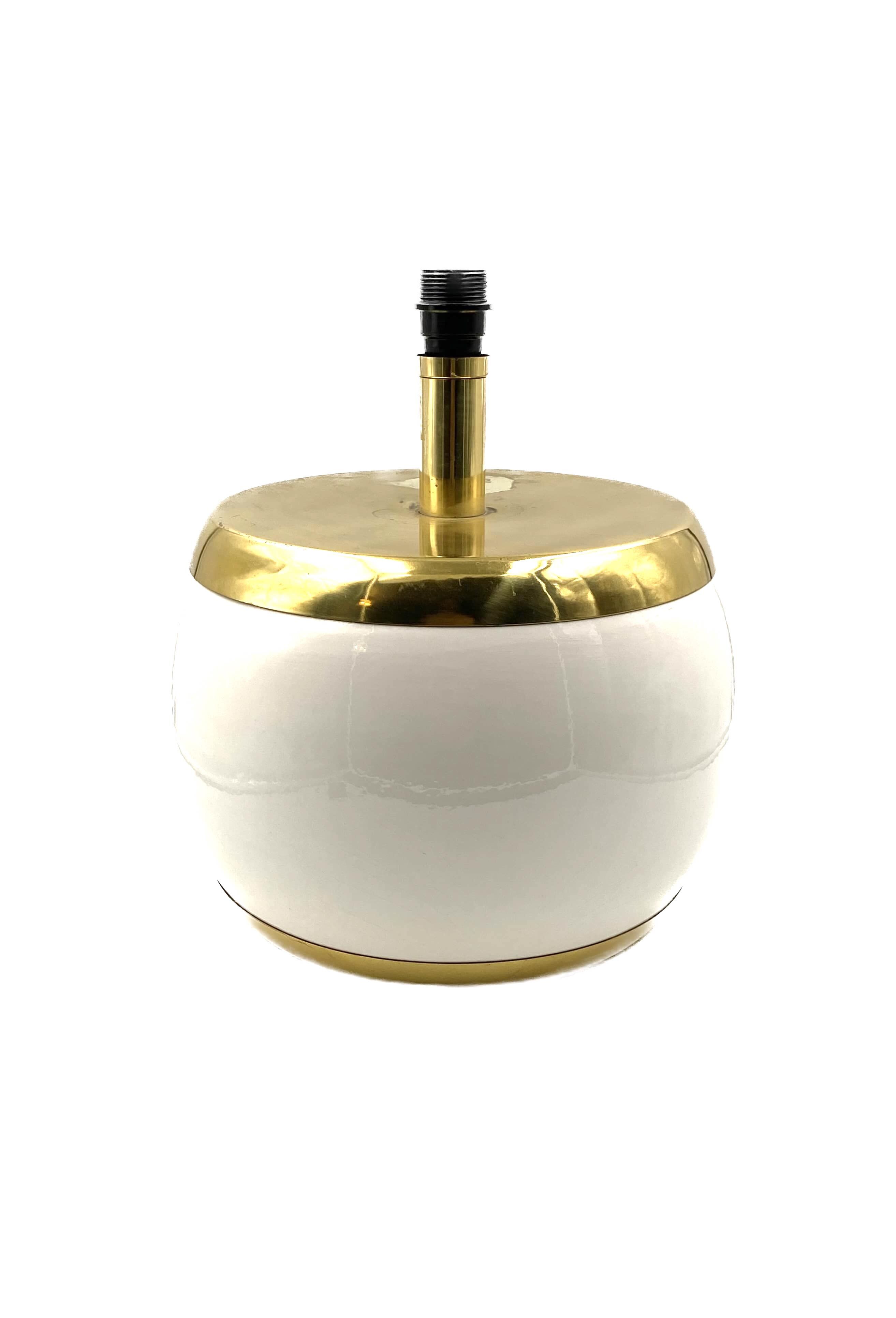 Monumental white ceramic and brass lamp base, italy 1970s