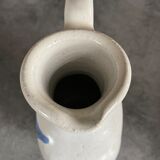 Vintage signed stoneware pitcher jug with floral painting decoration
