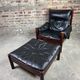 Admiral armchair and its ottoman by Erik Merthen Sweden vintage 1960