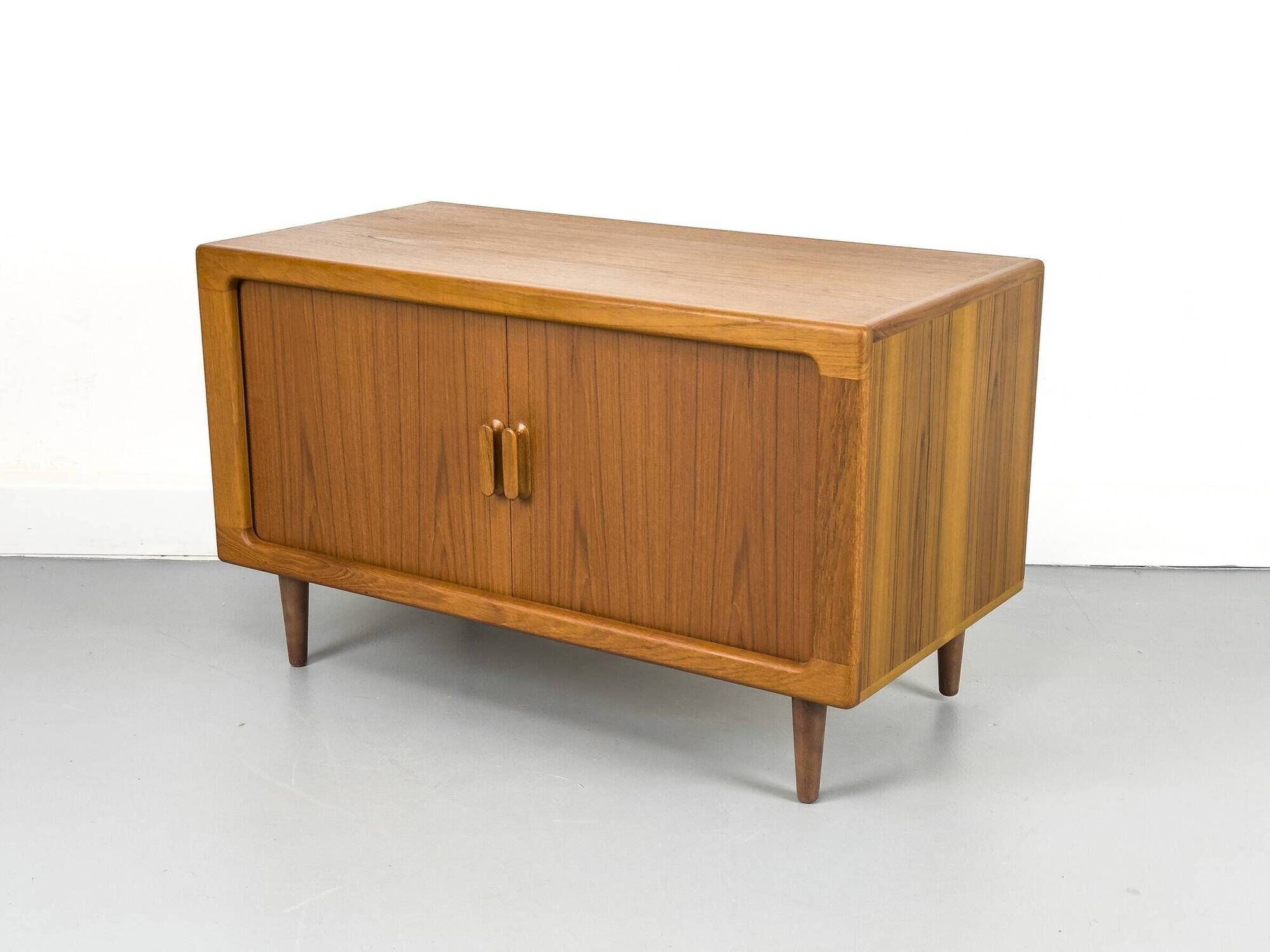 Low Teak Sideboard with Tambour Doors from CFC Silkeborg, 1970s