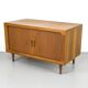 Low Teak Sideboard with Tambour Doors from CFC Silkeborg, 1970s