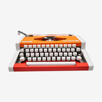 Machine à écrire Olympia Traveller de Luxe Rouge orange révisée ruban neuf