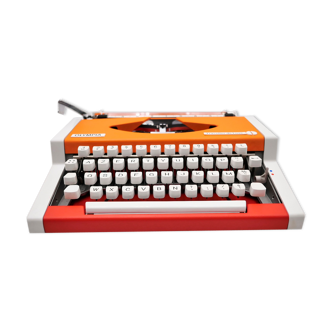 Machine à écrire Olympia Traveller de Luxe Rouge orange révisée ruban neuf