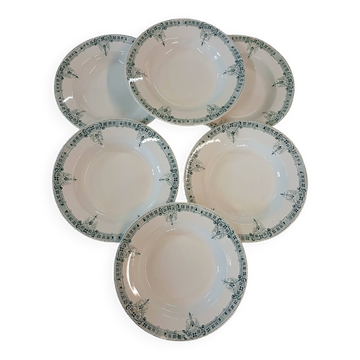 6 antique ironstone soup plates