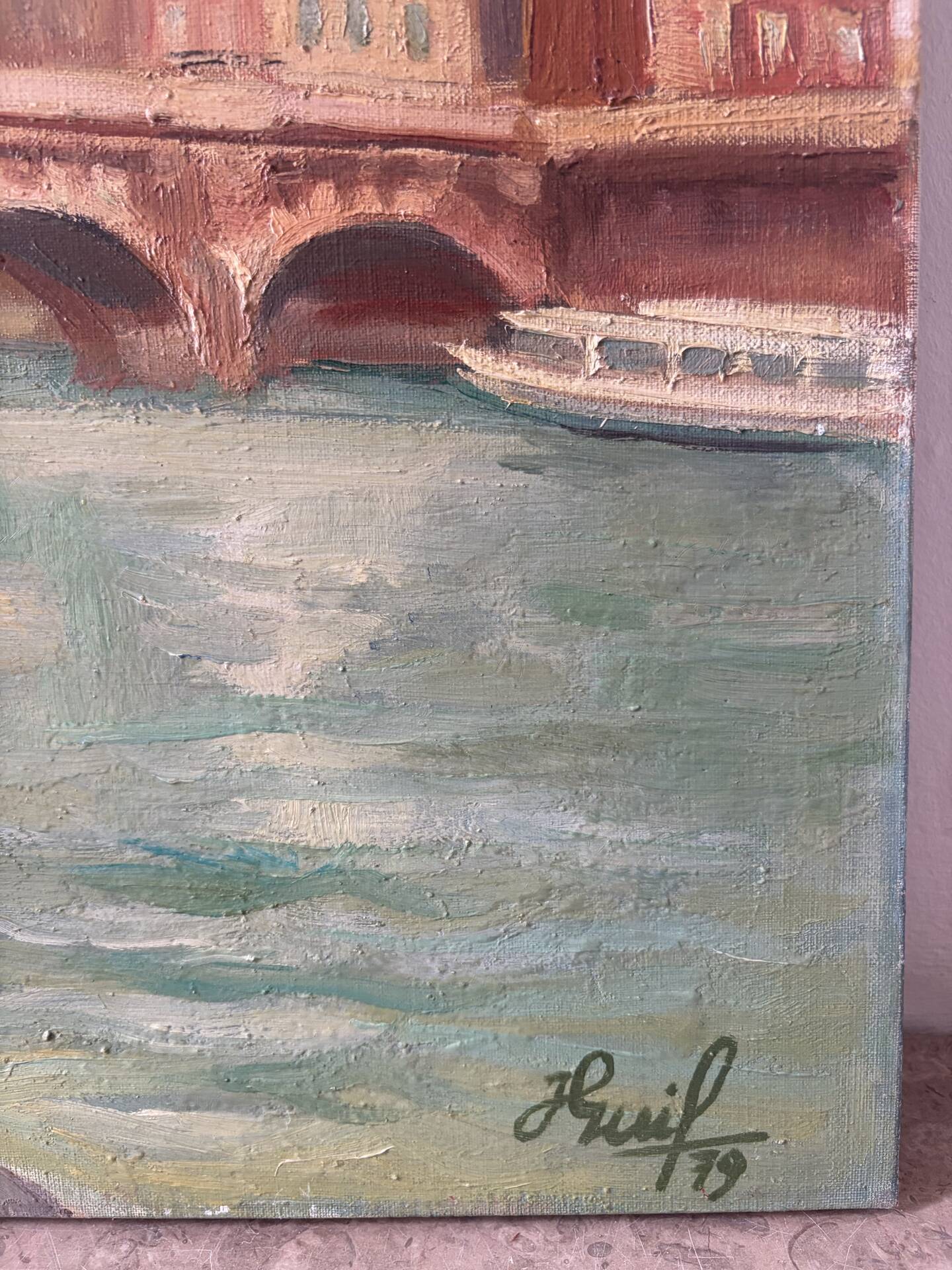 Pont Neuf à Paris, huile sur toile signé 1979