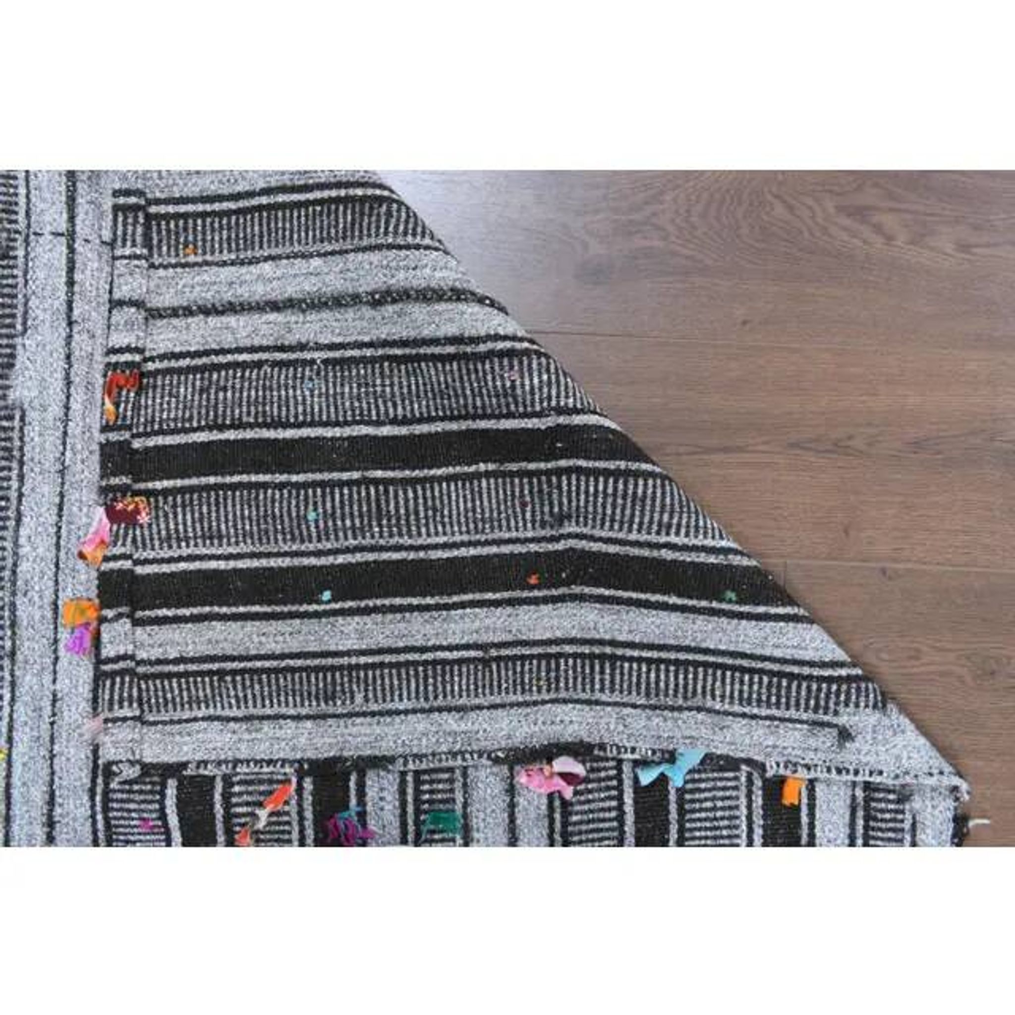 Vintage Turkish Oushak Handmade Cotton Gray Wool Kilim Area Rug 120x172