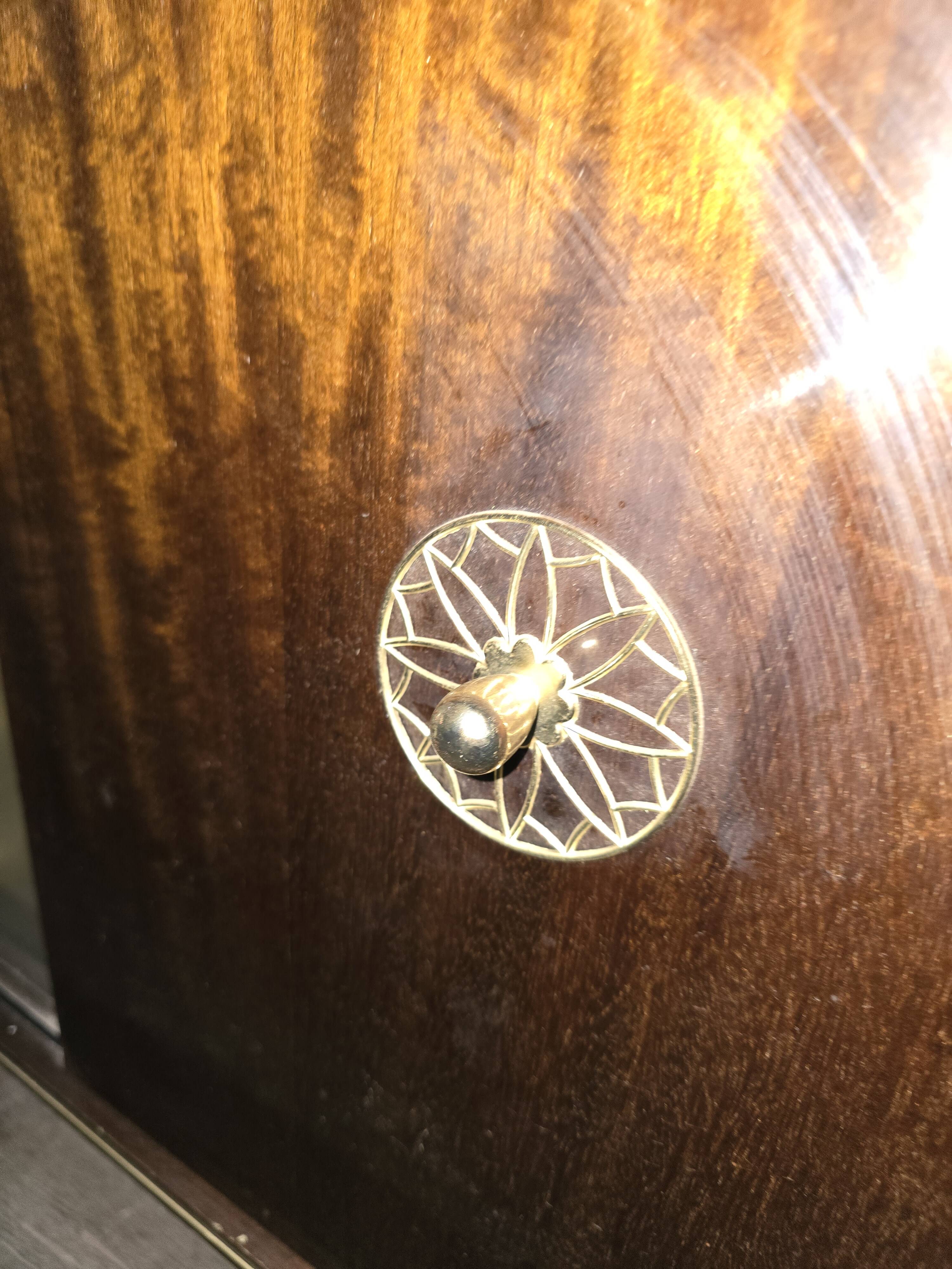 1950s/60s bar cabinet, upholstered interior & lighting