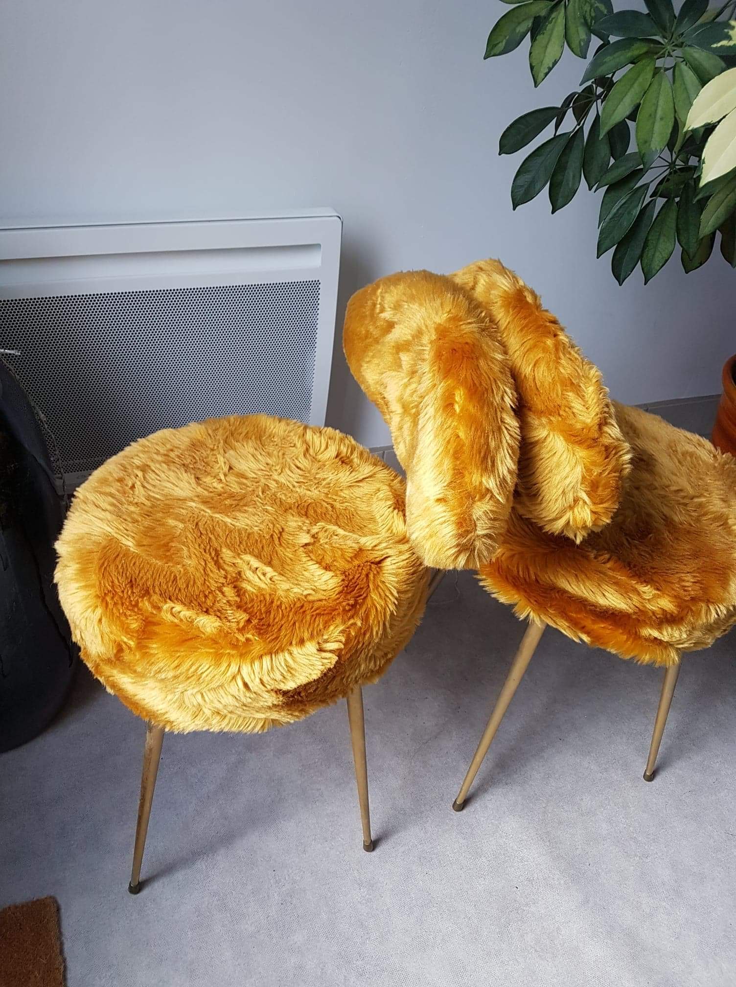 Pair of chairs pelfran mustard synthetic fur