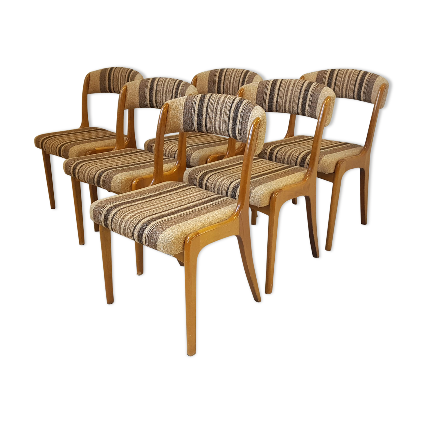Suite de 6 chaises vintage 1970 style Baumann