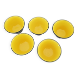 Set of 5 small black & yellow ceramic bowls (Ramekins) signed Kéramos Sèvres