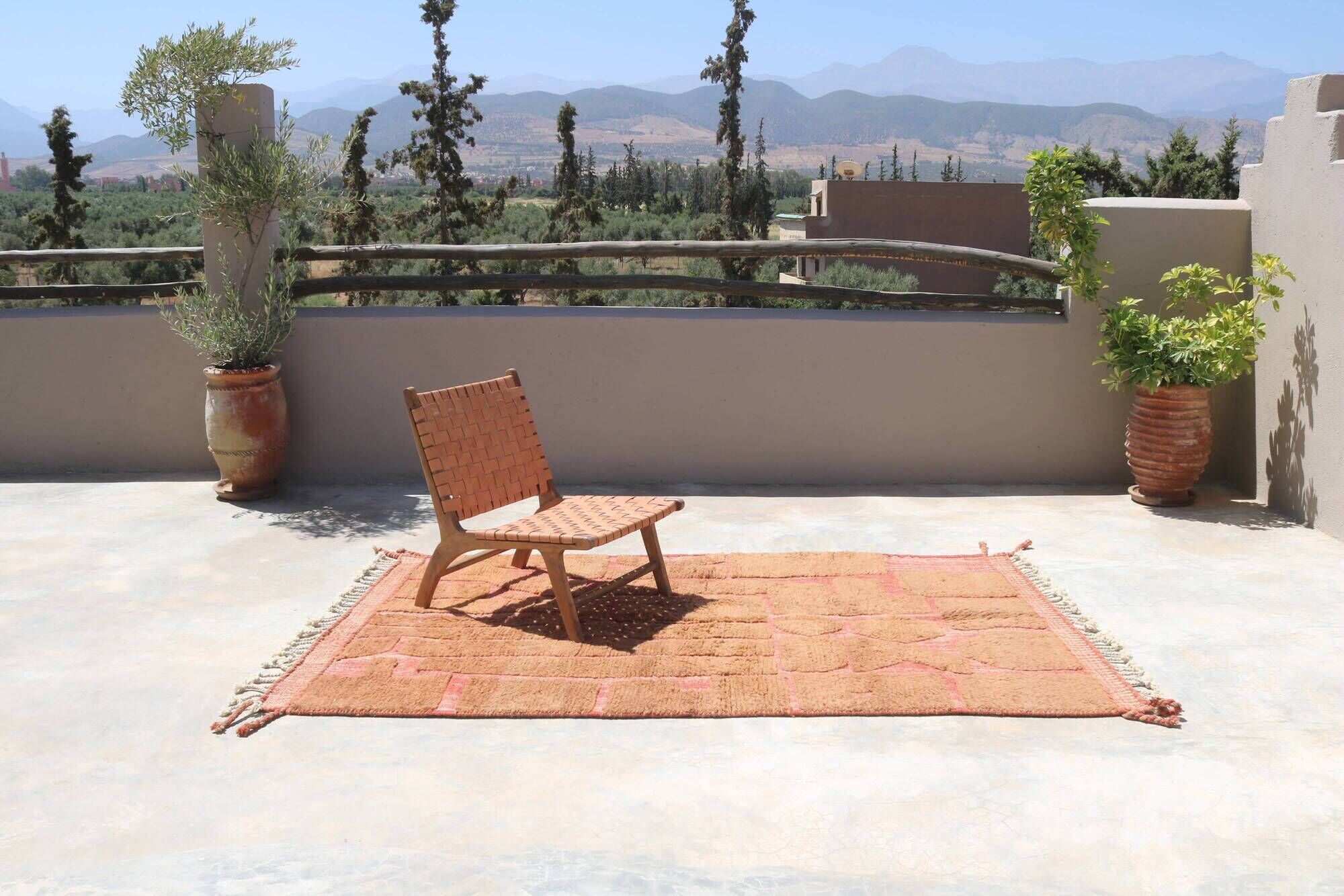 Handwoven Beni Ouarain rug 255×155cm – Terracotta & Clay - AZ821