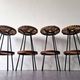 Ensemble de 4 tabourets en rotin pour Rohé Noordwolde, Pays-Bas 1960