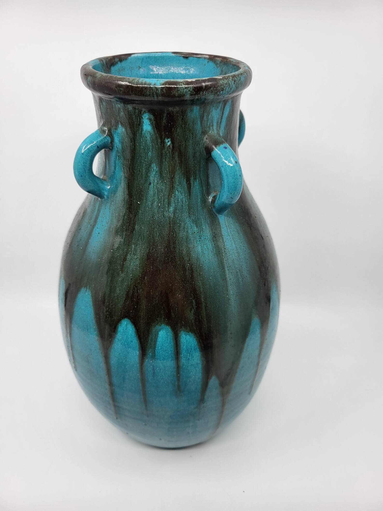 Primavera Vase for Spring in French Art Deco blue ceramic