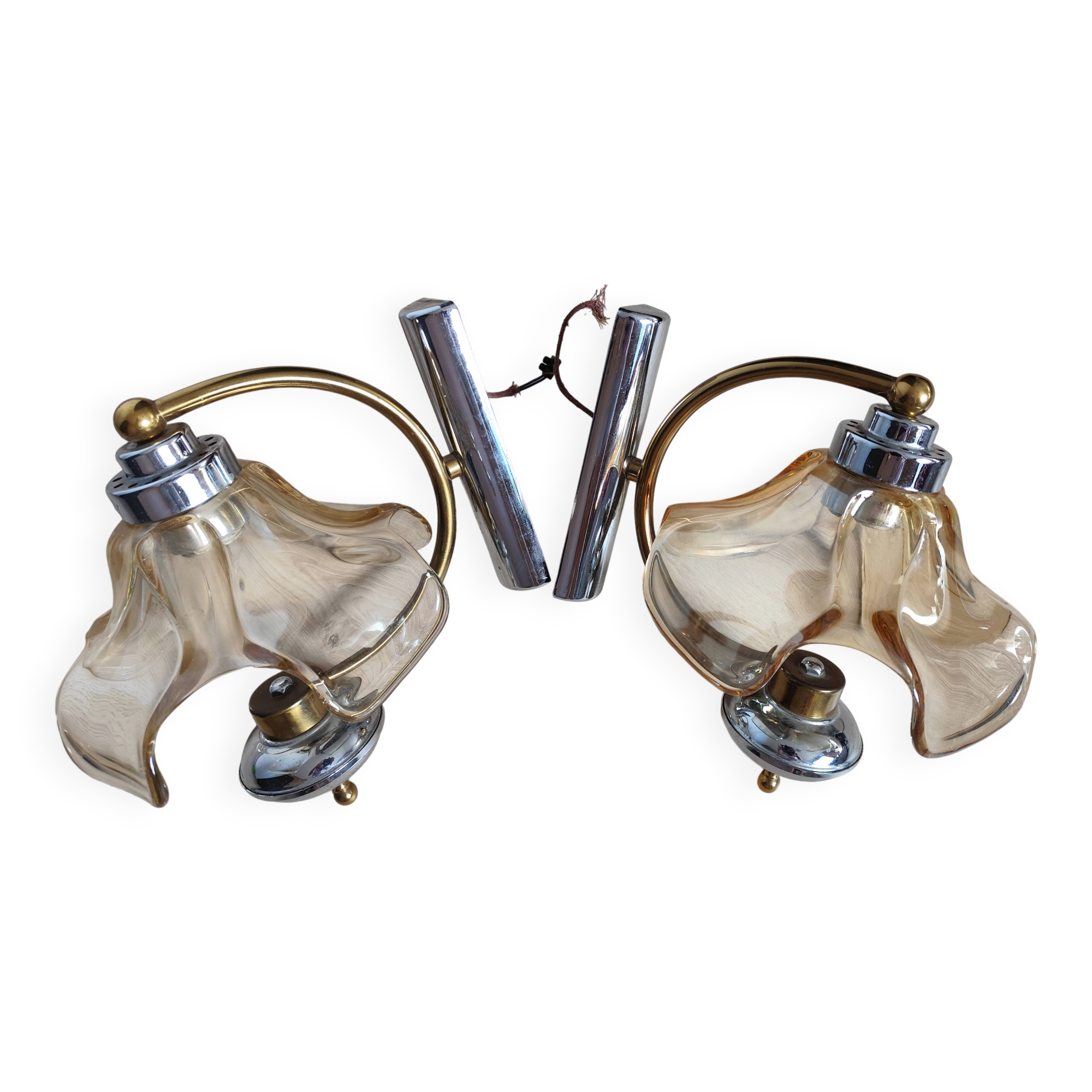 Pair of vintage tulip wall lights from the 70s