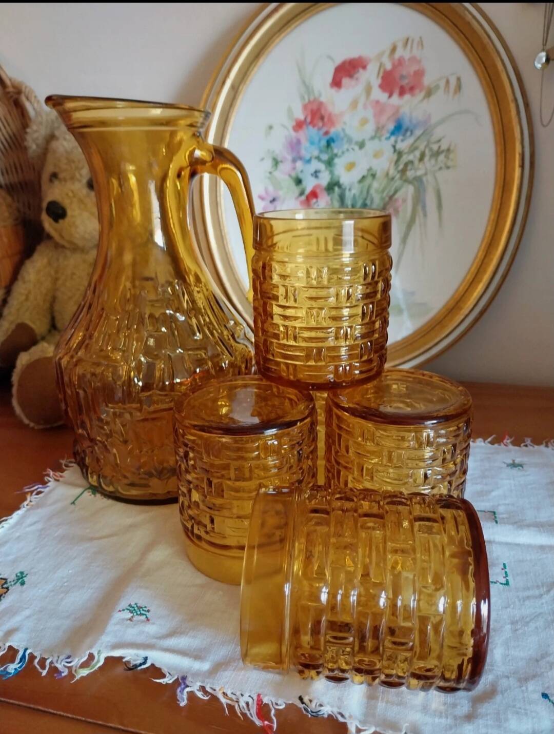 Vintage carafe and glasses made in Italy
