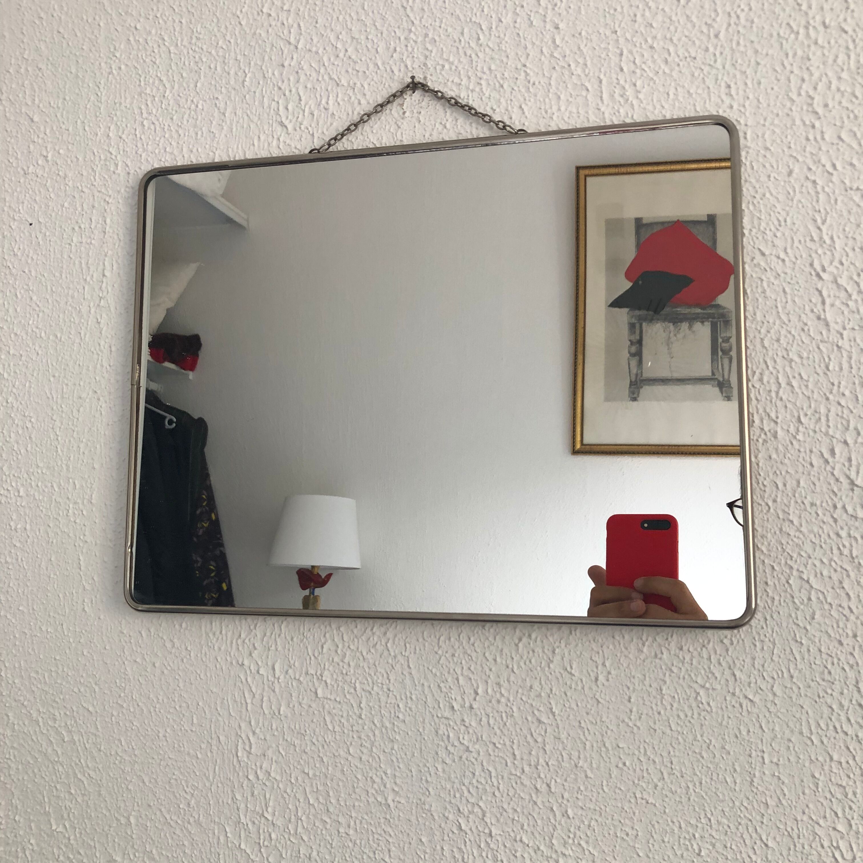 Vintage ivory barber mirror 1960 - 40 x 30 cm