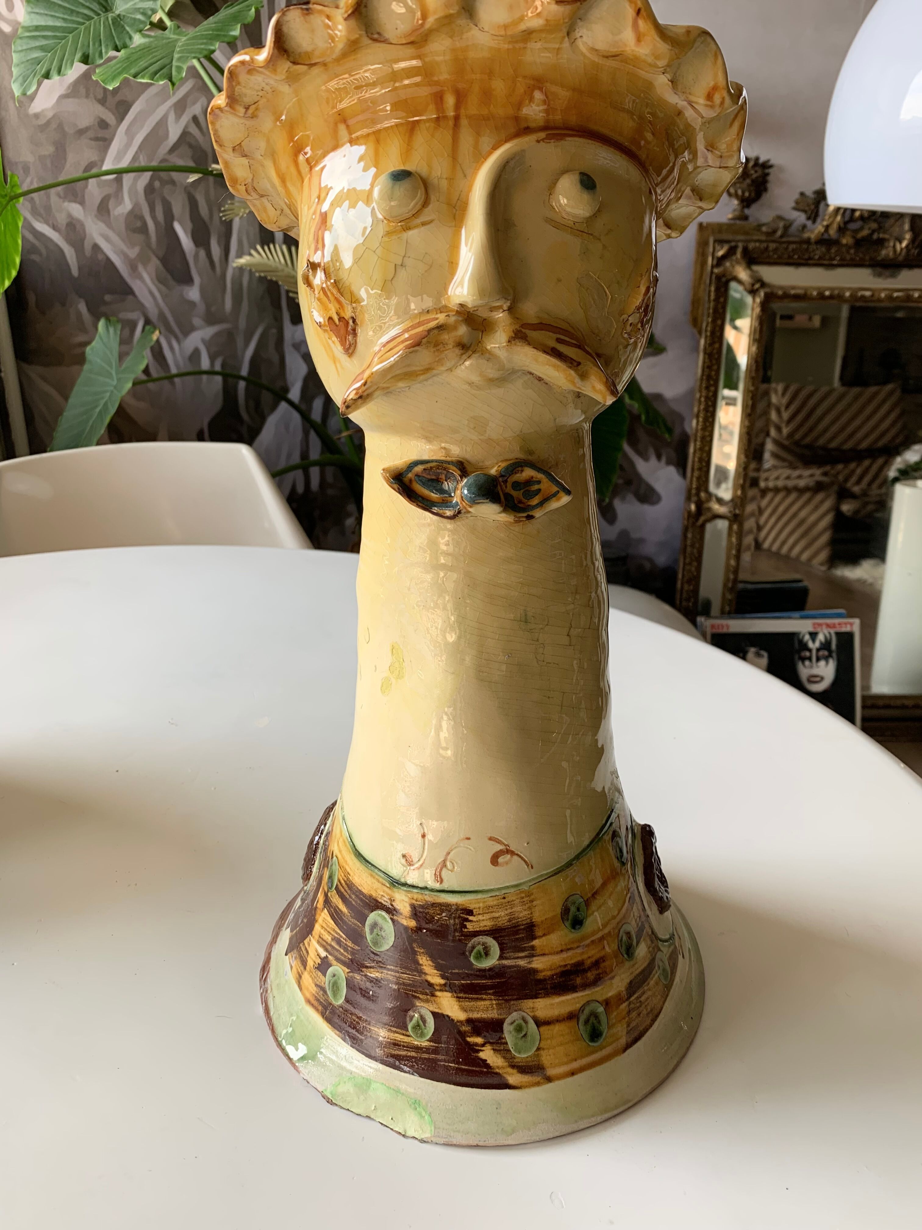 Terracotta plant holder head shape