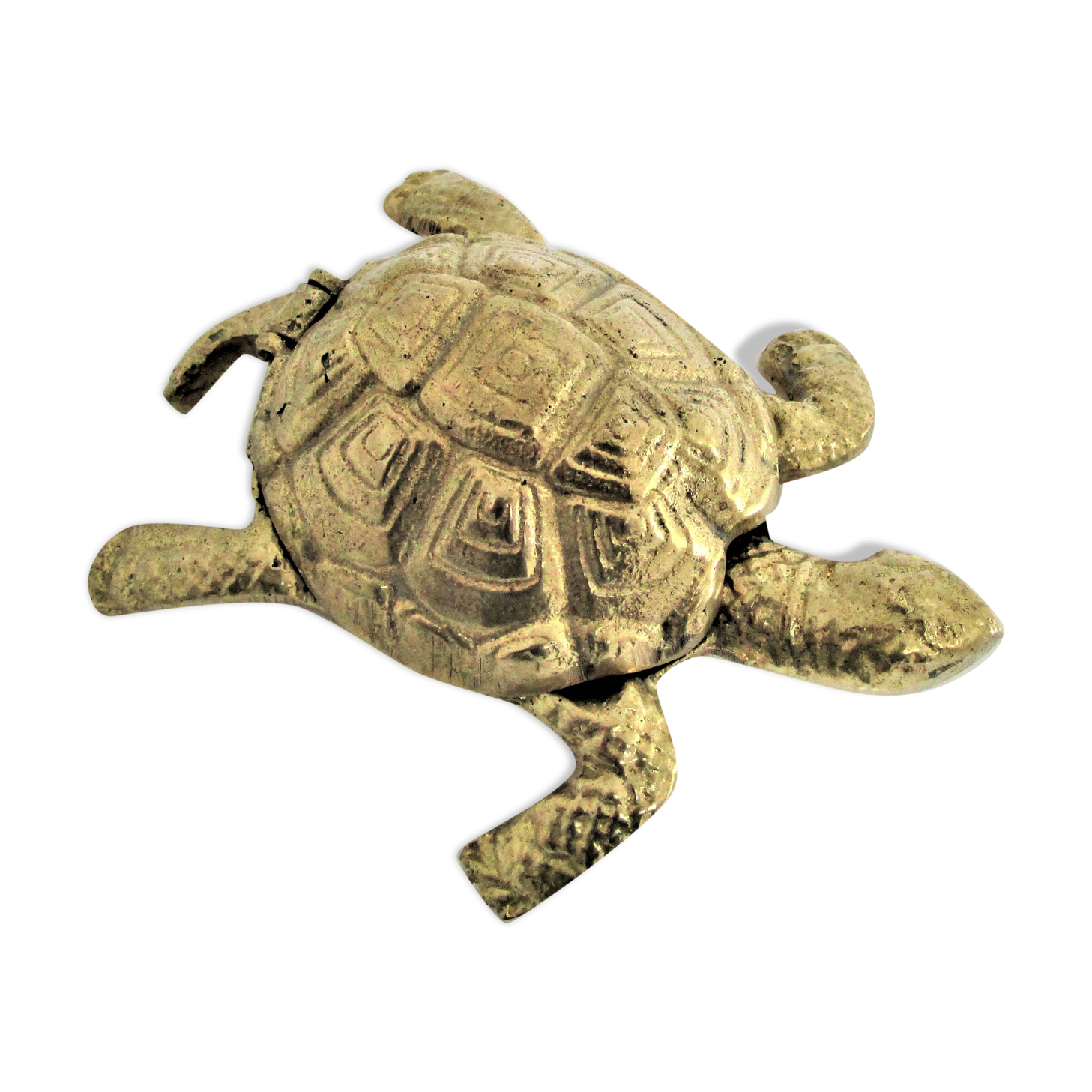 Zoomorphic turtle vintage brass ashtray