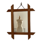 Blonde wooden barber mirror