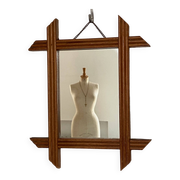 Miroir de barbier en bois blond