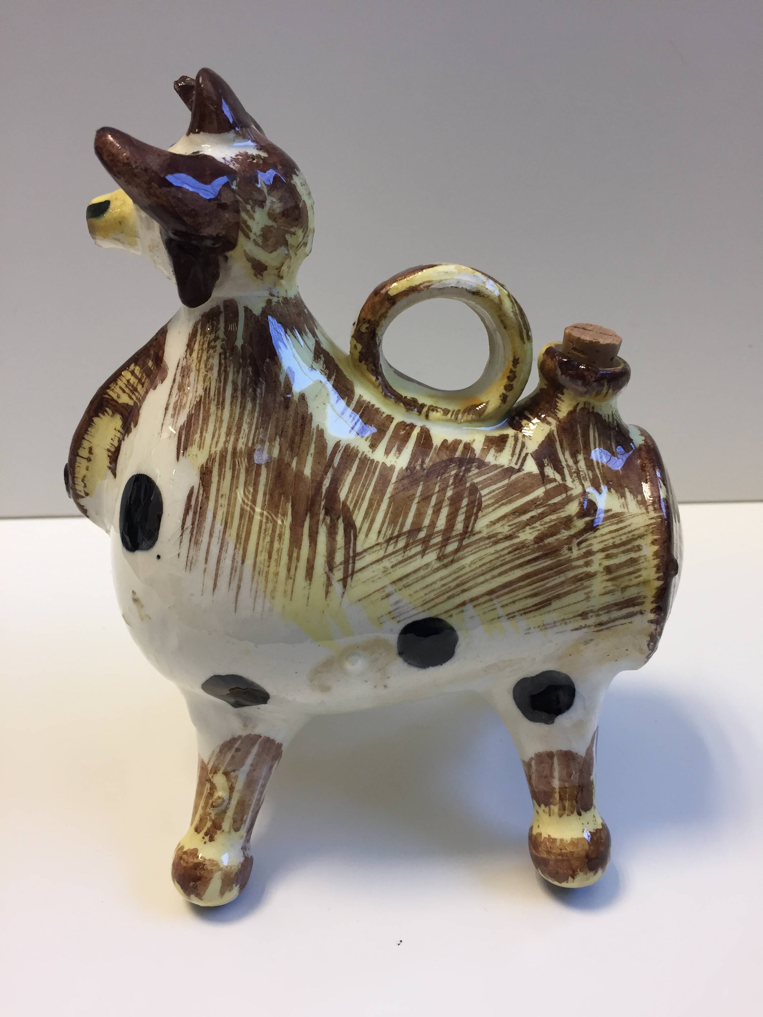 Small Jug Pitcher Pot Botijo Olive Oil Glazed Ceramic Spain