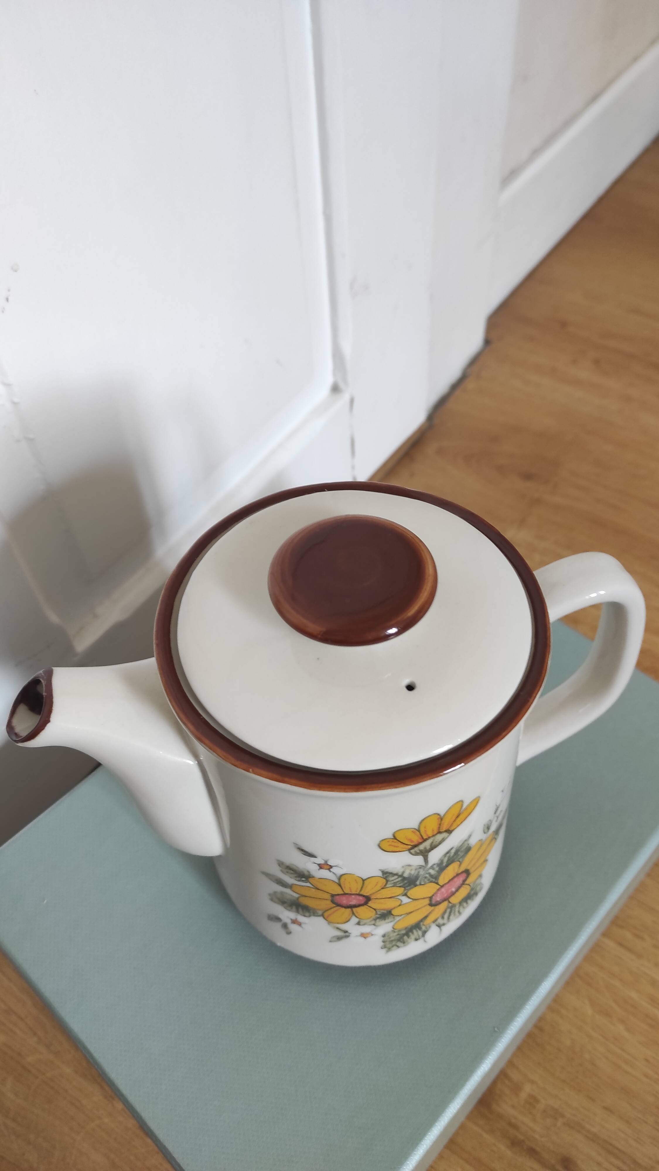 Vintage stoneware flower teapot