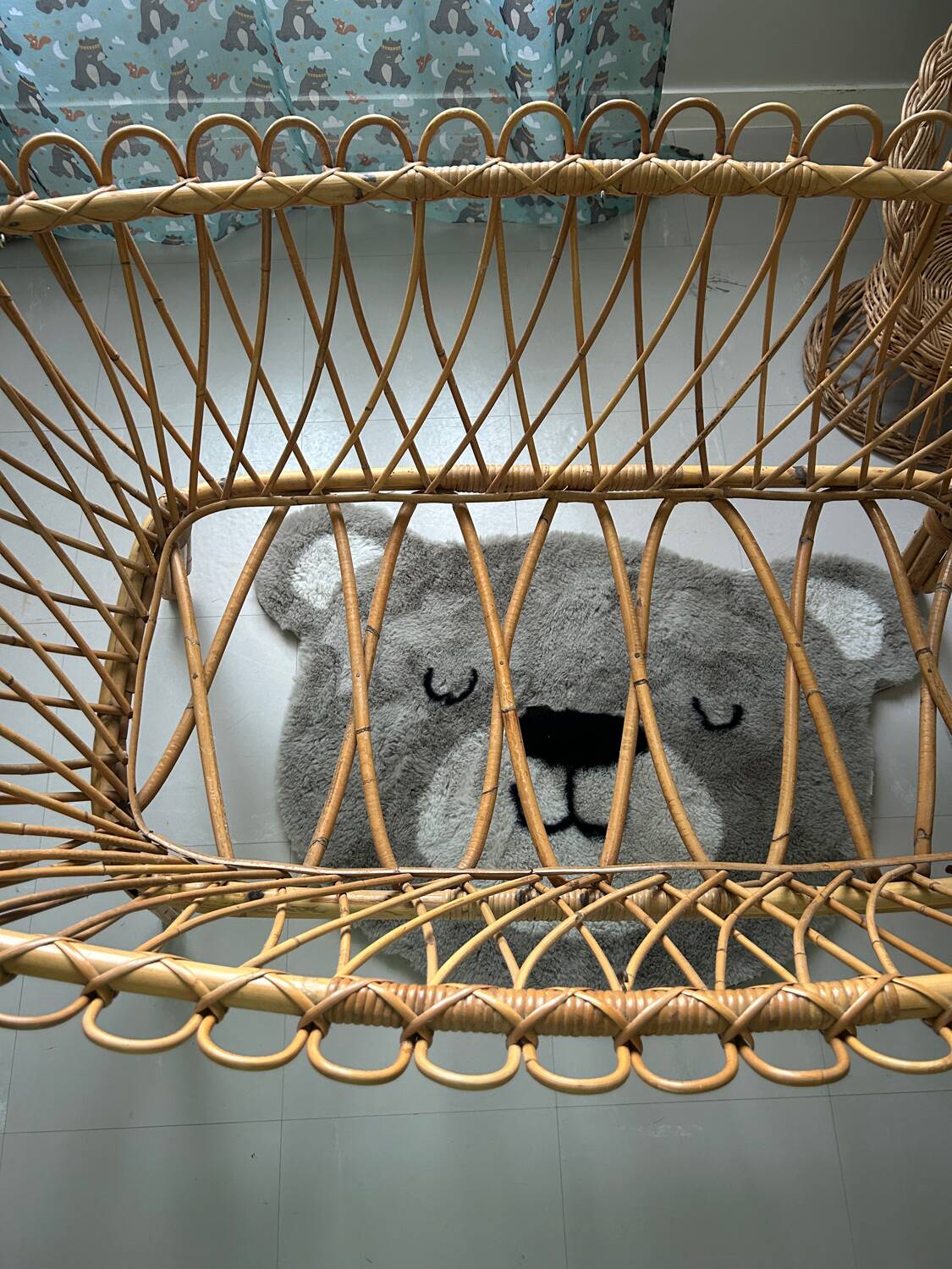 Vintage rattan cradle